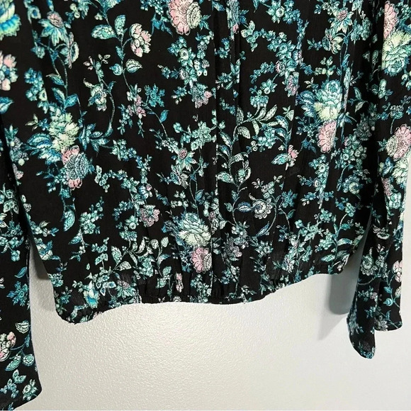 Lucy Love Wrap Front Floral Blouse Large Whimsy Boho Twee Coquette Made In USA - Picture 6 of 7